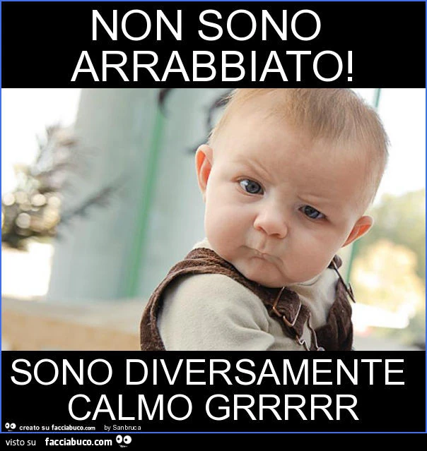 Non sono arrabbiato! Sono diversamente calmo grrrrr