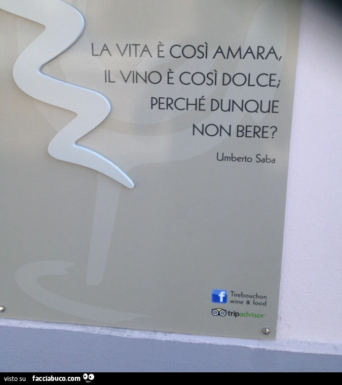 La vita è così amara, il vino è così dolce; perché dunque non bere? Umberto Saba