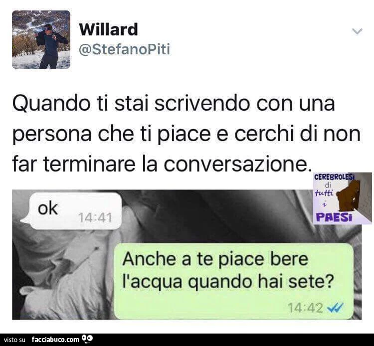 Quando ti stai scrivendo con una persona che ti piace