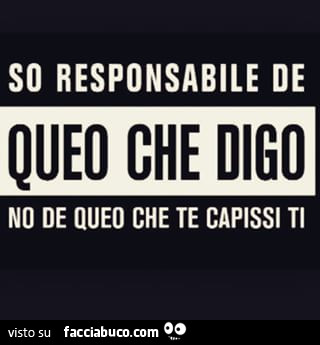 So responsabile de queo che digo no de queo che te capissi ti