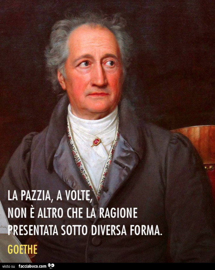 La pazzia, a volte, non è altro che la ragione sotto diversa forma. Goethe