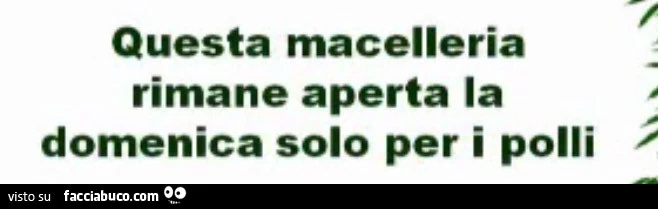 Questa macelleria rimane aperta la Domenica solo per i polli