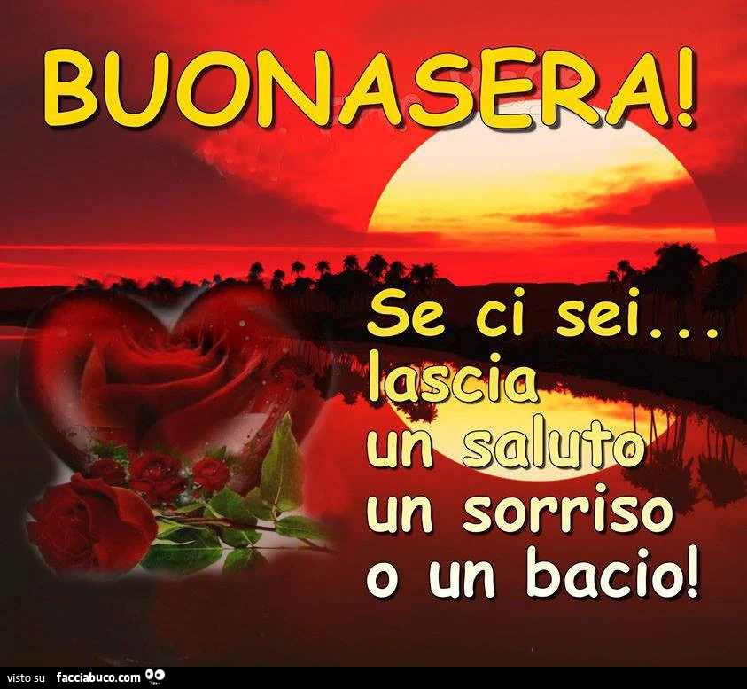 Buonasera! Se ci sei lascia un saluto, un sorriso o un bacio
