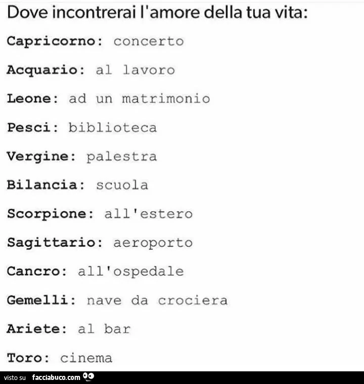 Dove incontrerai l'amore della tua vita