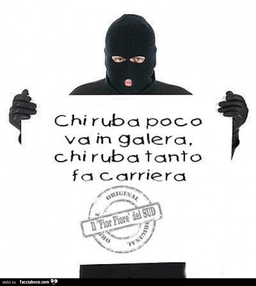Chi ruba poco va in galera, chi ruba tanto fa carriera