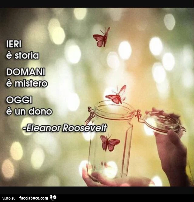 Ieri è storia. Domani è mistero oggi è un dono. Eleanor Roosevelt