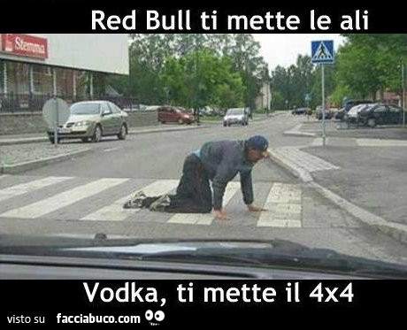 Red Bull ti mette le ali. Vodka, ti mette il 4x4