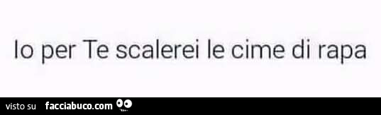 Io per te scalerei le cime di rapa