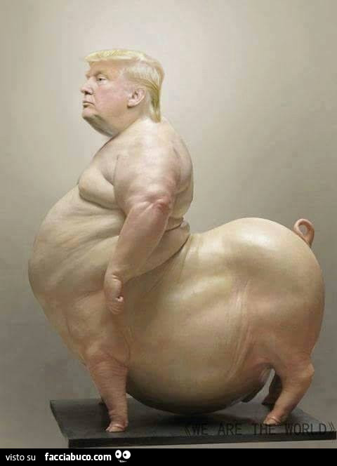 Donald Trump come un gigantesco porco