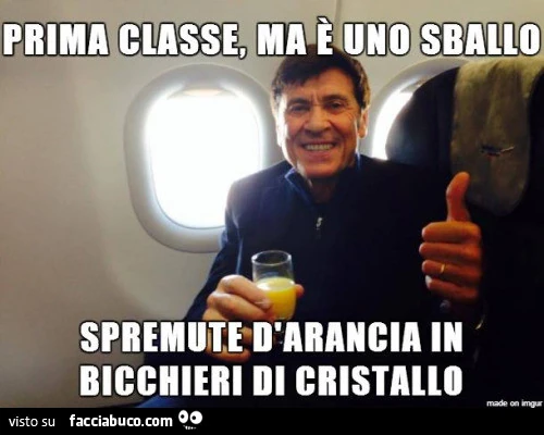 Prima classe, ma è uno sballo. Spremute d'arancia in bicchieri di cristallo