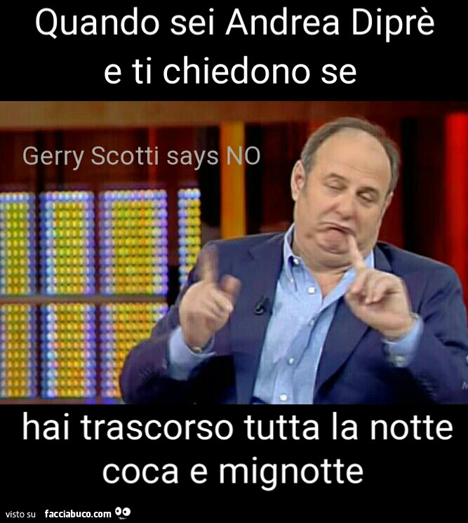 Quando sei Andrea Diprè e ti chiedono se hai trascorso tutta la notte coca e mignotte