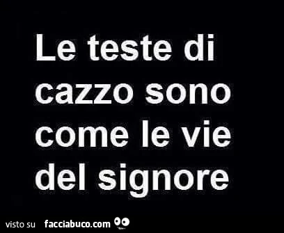 Le teste di cazzo sono come le vie del signore