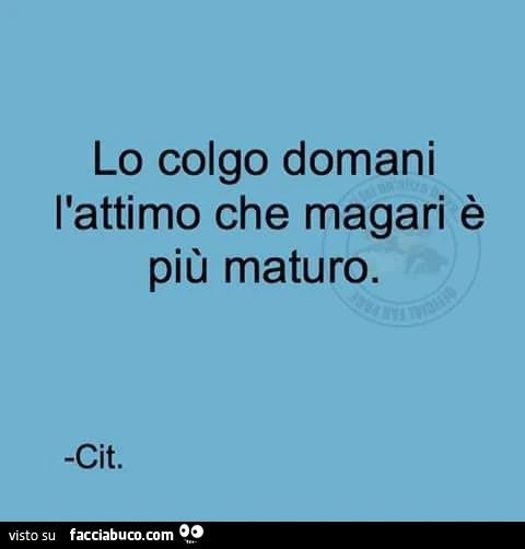 Lo colgo domani l'attimo, che magari è più maturo