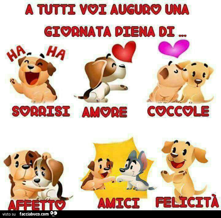 A Tutti Voi Auguro Una Giornata Piena Di Sorrisi Amore Coccole Affetto Amici Felicita Facciabuco Com