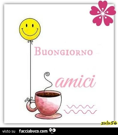 Caffè con palloncino smile. Buongiorno amici