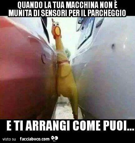 Quando la tua macchina non è munita di sensori per il parcheggio e ti arrangi come puoi