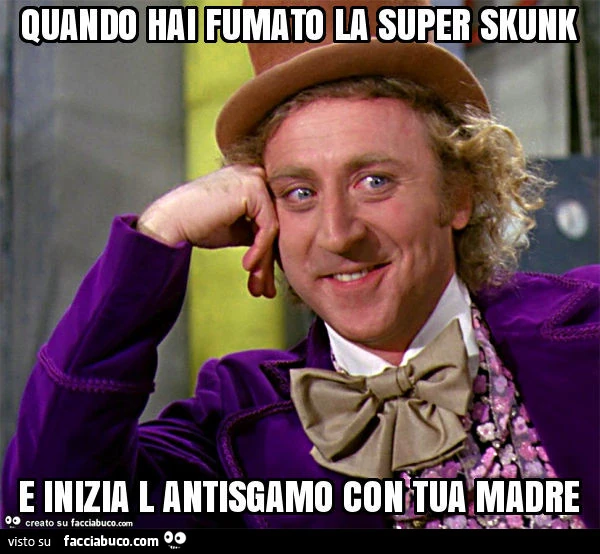 Quando hai fumato la super skunk e inizia l'antisgamo con tua madre