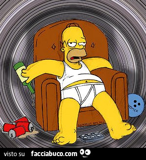 Homer Simpson ubriaco in poltrona
