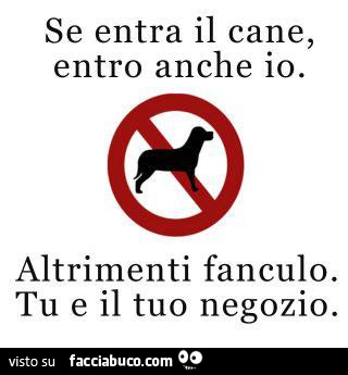 Se entra il cane, entro anche io. Altrimenti fanculo. Tu e il tuo negozio