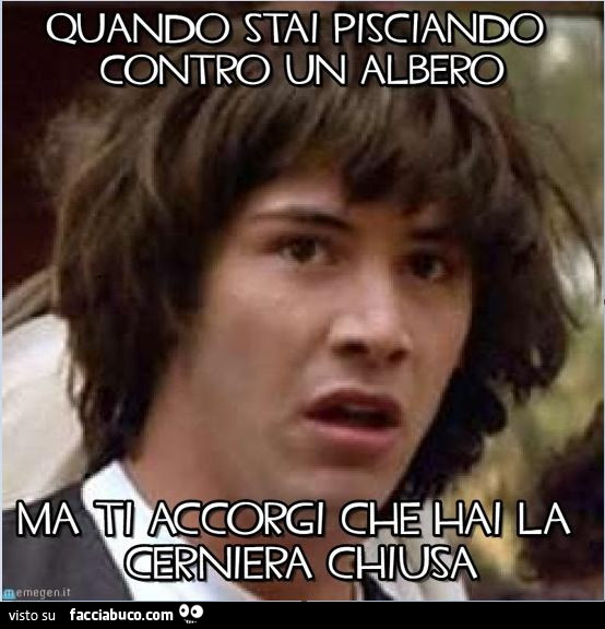 Quando stai pisciando contro un albero ma ti accorgi che hai la cerniera chiusa