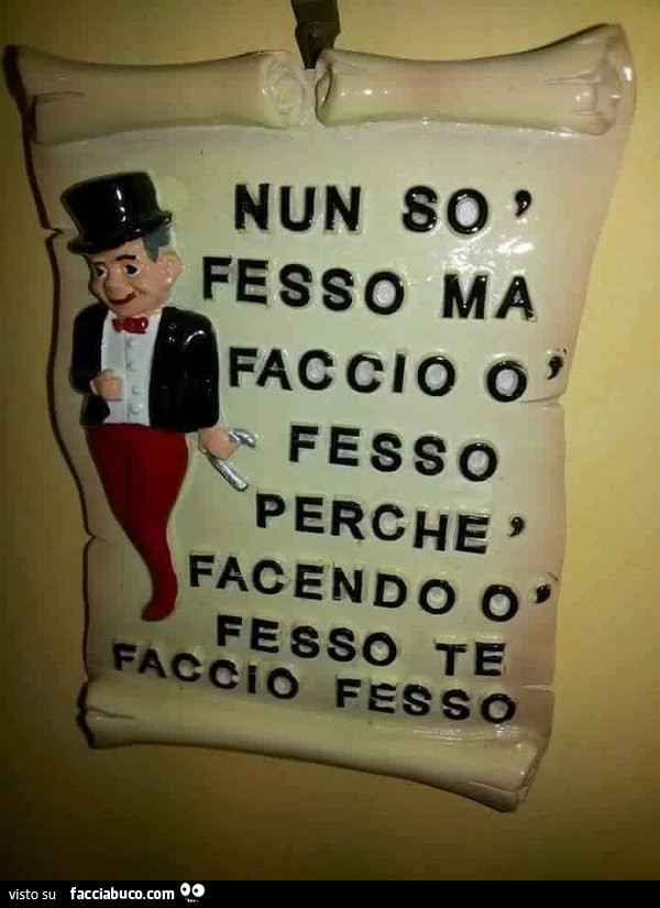 Nun so fesso ma faccio o fesso perchè facendo o fesso te faccio fesso